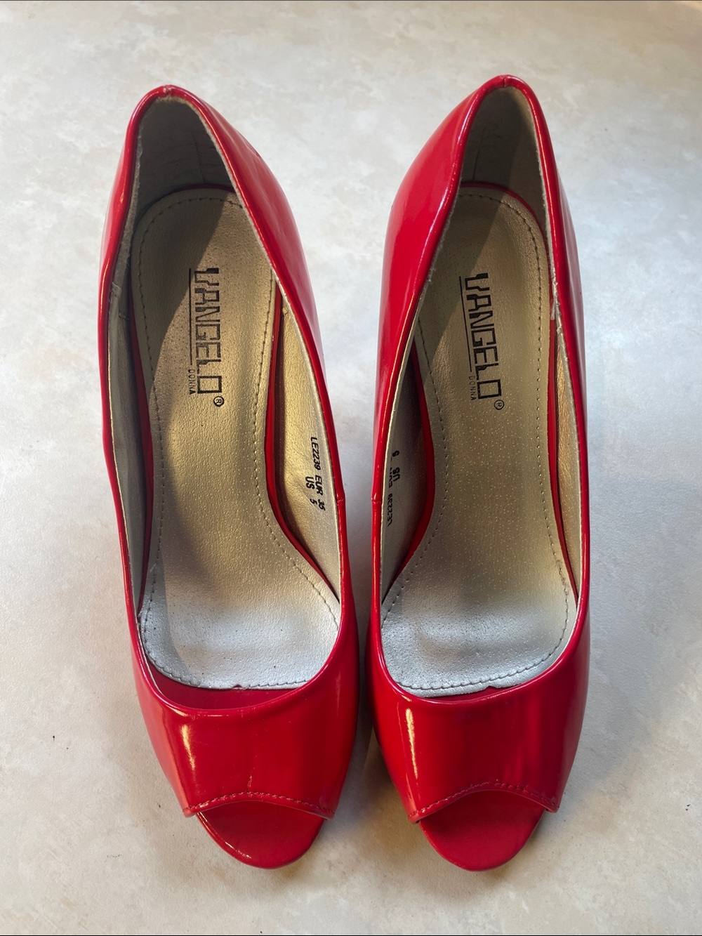 Vangelo Donna Red Peep-Toe Heels Size 5